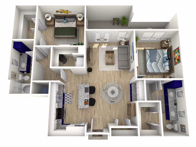 2 Bed, 2 Bath 261 floor plan